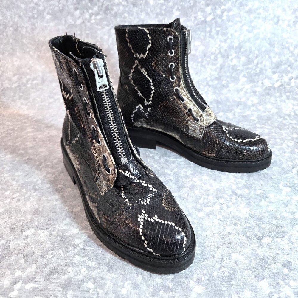 NWT All Saints Leather Snake Skin Embossed Booties Size 39